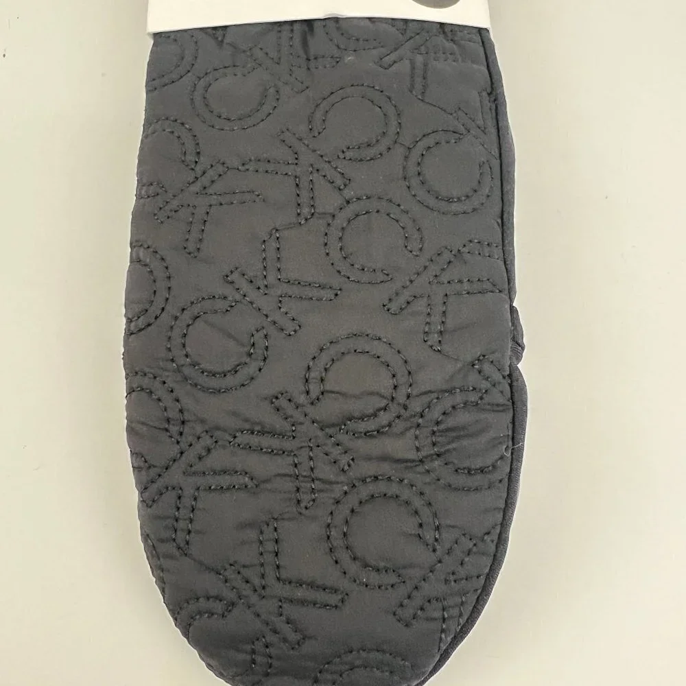 Calvin Klein CK Women's Mittens Black Quilted Logo‎ Size Small